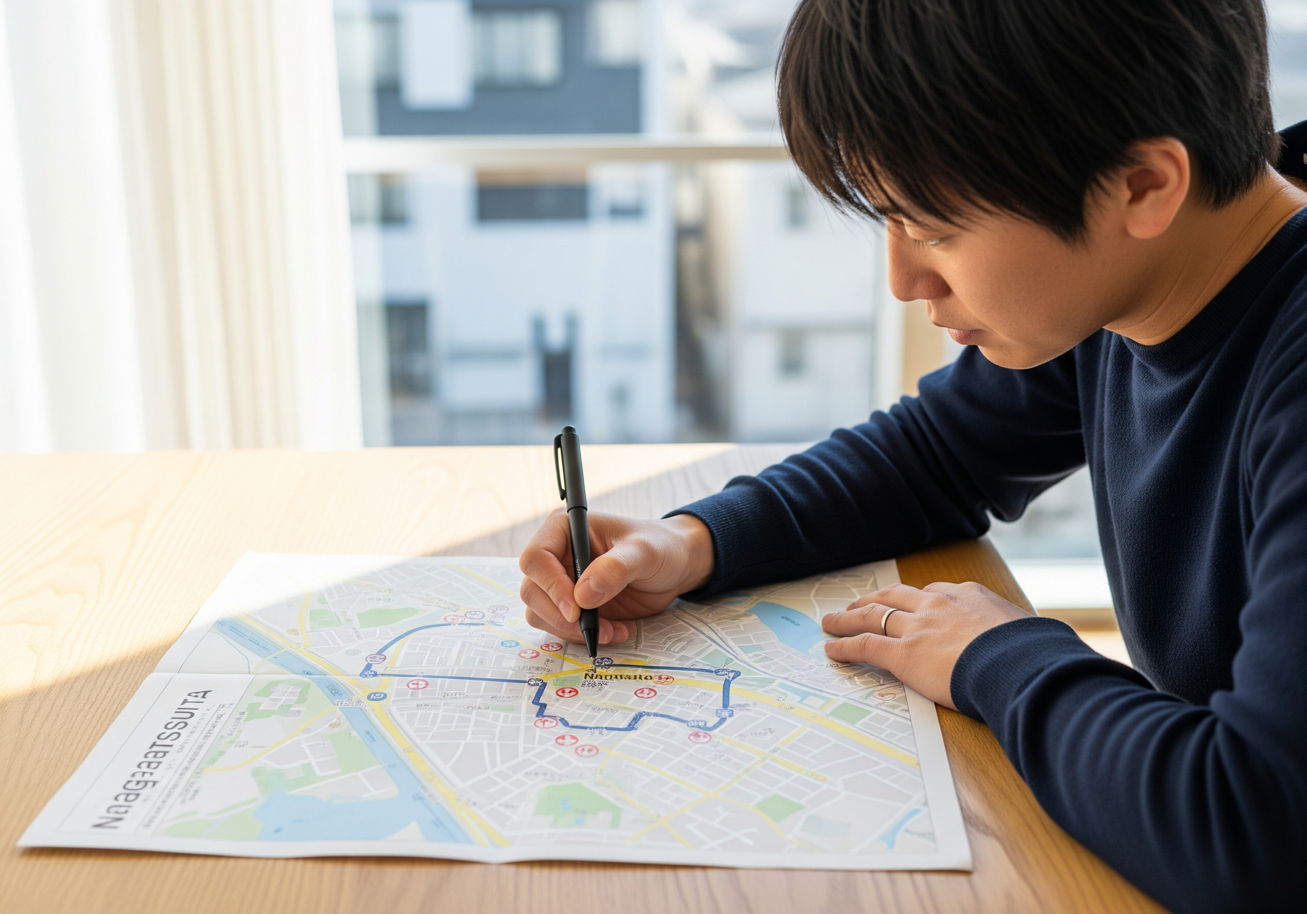 長津田駅周辺で通いやすい整体や接骨院を地図で確認する様子